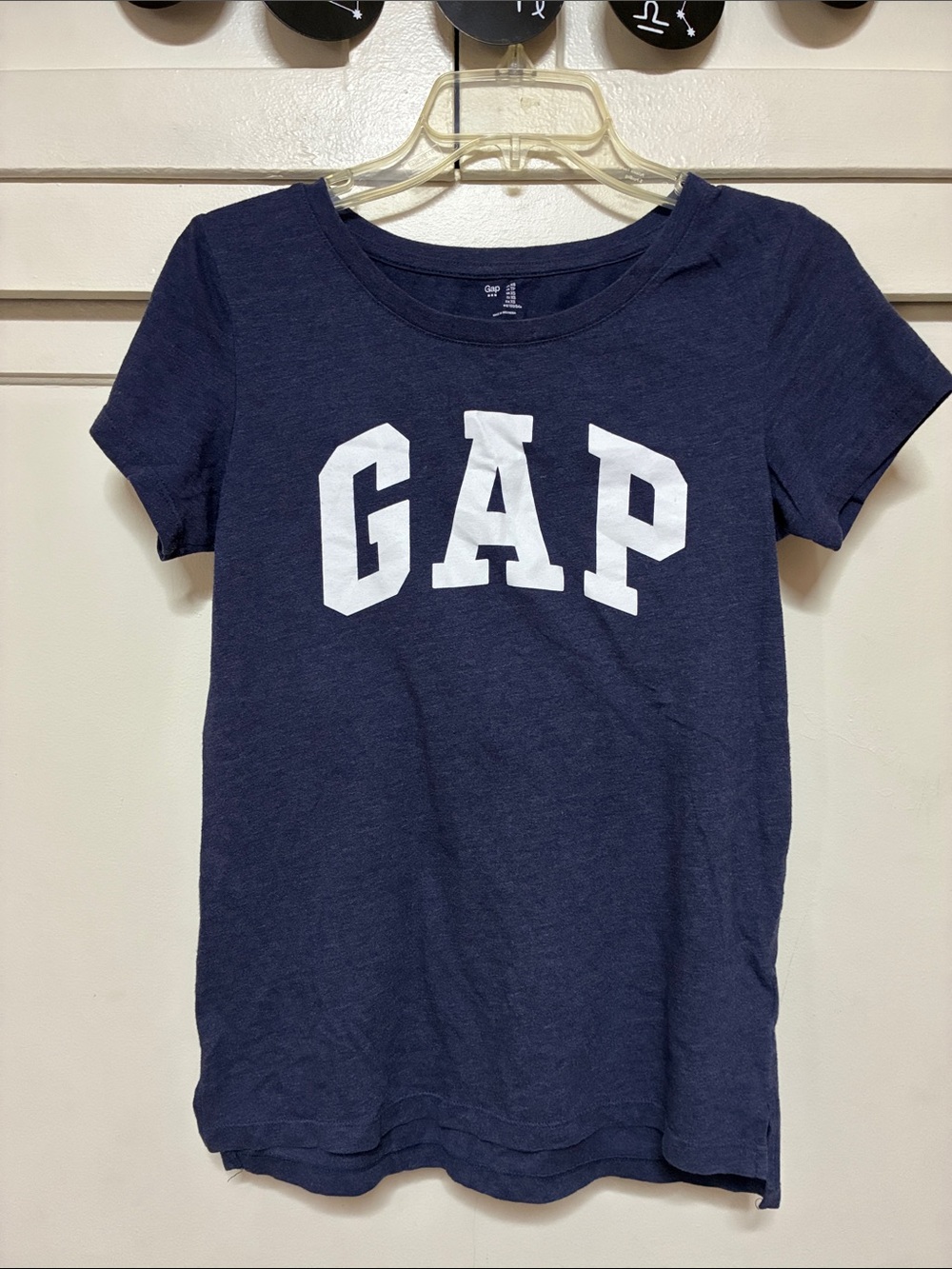 GAP Navy Short Sleeve Logo Tee with White Print